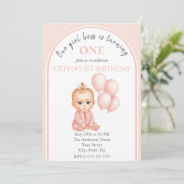 Boss Baby Girl - Einladung zum Geburtstag - Pink P