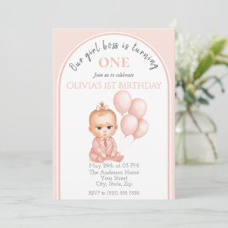 Boss Baby Girl - Einladung zum Geburtstag - Pink P
