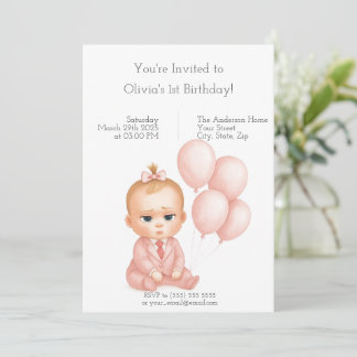 Boss Baby Girl - Einladung zum Geburtstag - Pink P