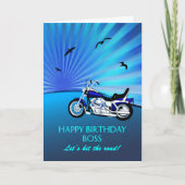 Boss Birthday Motorrad Sunset Card Karte (Vorderseite)