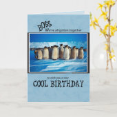 Boss Birthday, Pinguin alle von uns Karte (Gelbe Blume)