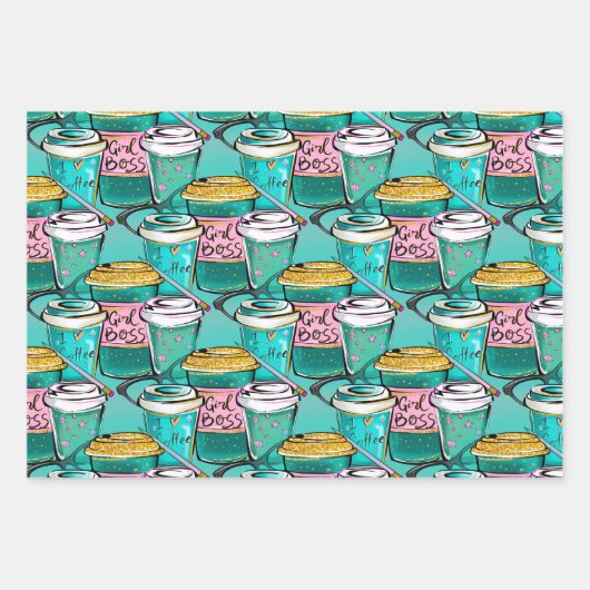 BOSS Boss Lady Boss Word Text Design Geschenkpapier Set (Vorderseite 2)
