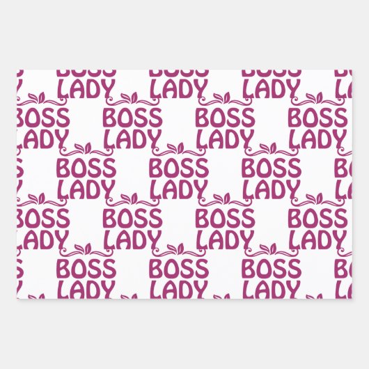 BOSS Boss Lady Boss Word Text Design Geschenkpapier Set (Vorderseite)