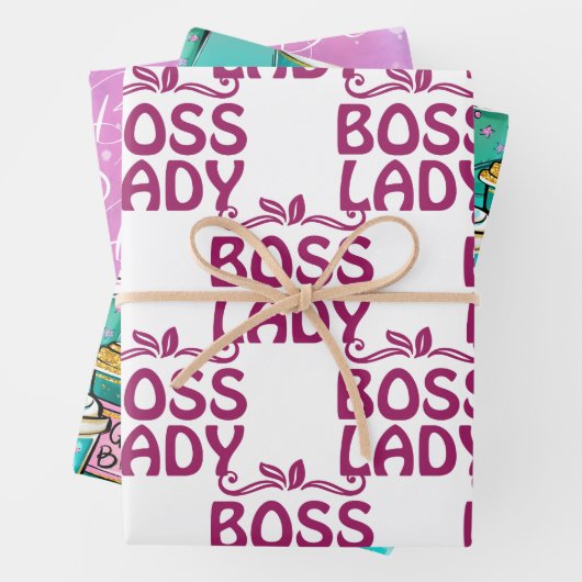 BOSS Boss Lady Boss Word Text Design Geschenkpapier Set (Beispiel)