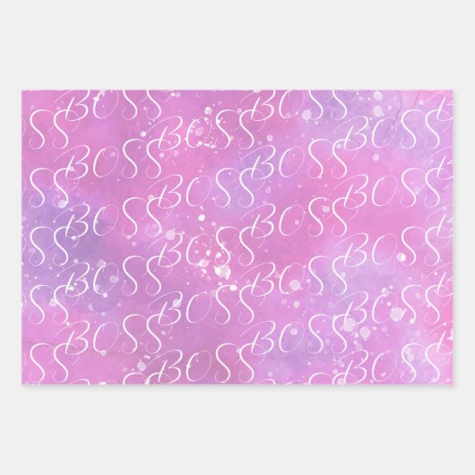 BOSS Boss Lady Boss Word Text Design Geschenkpapier Set (Vorderseite 3)