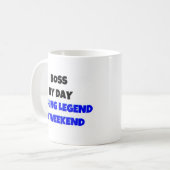"Boss by Day Fishing Legend by Weekend" Kaffeetasse (Vorderseite Links)