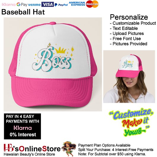 Boss Crown Sparkle Women's Baseball Trucker Hat Truckerkappe