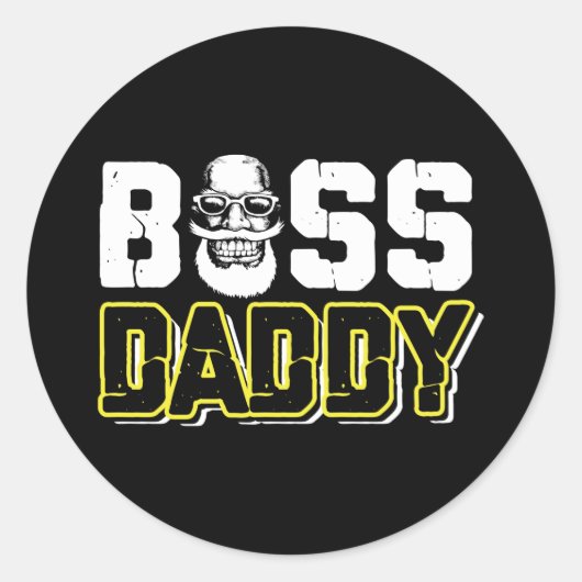 Boss Daddy Funny Runder Aufkleber (Vorderseite)