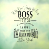 Boss DANK IHNEN BOSS "phantastischer Boss Plaque S Fensteraufkleber (Blatt 3)