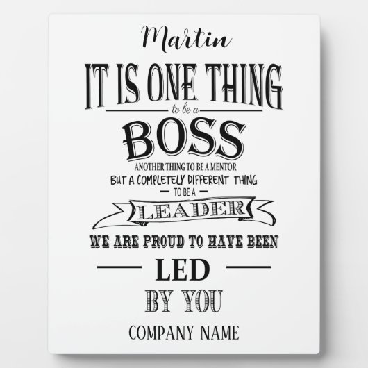 Boss DANK SIE BOSS "phantastischer Chef Fotoplatte (Vorderseite)