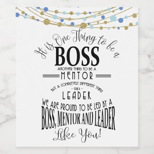 Boss Dankeschön Geschenkgutschein Weinetikett (Einzelnes Label)