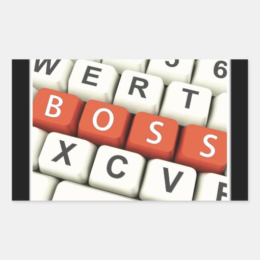 Boss Day, Red Boss in der Computertastatur Rechteckiger Aufkleber (Vorderseite)