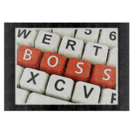Boss Day, Red Boss in der Computertastatur Schneidebrett