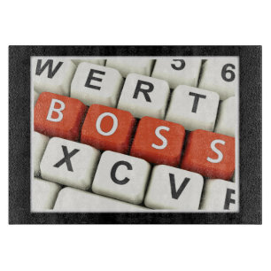 Boss Day, Red Boss in der Computertastatur Schneidebrett