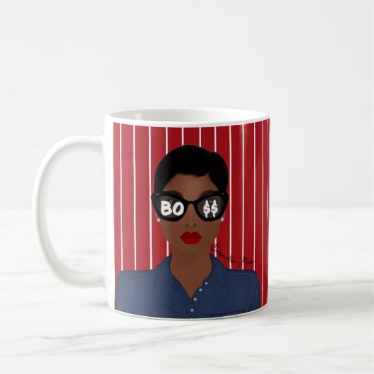 Boss-Dollar-Zeichen geben Afrikanisch-Amerikanisch Kaffeetasse (Links)