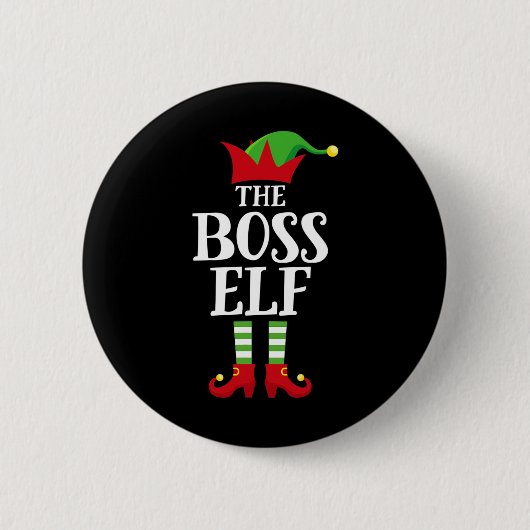 Boss Elf Familie Matching Weihnachtsgruppe Elf Paj Button (Vorderseite)