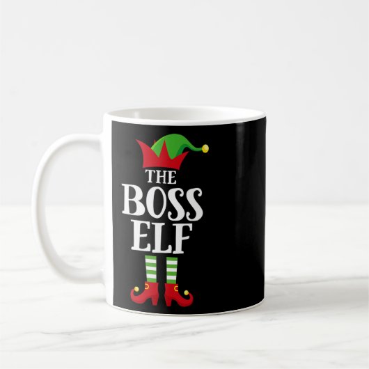 Boss Elf Familie Matching Weihnachtsgruppe Elf Paj Kaffeetasse (Links)