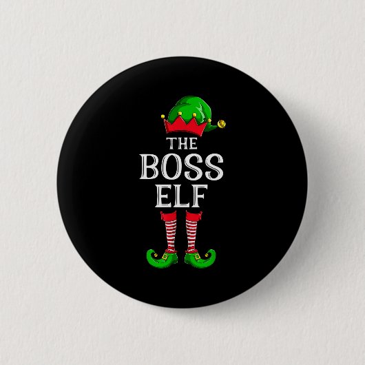 Boss Elf Matching Family Group Christmas Party Paj Button (Vorderseite)