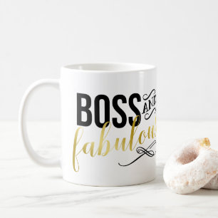 Boss & Fabulous   Gold- und Schwarz-Typografie Kaffeetasse