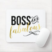 Boss & Fabulous | Gold- und Schwarz-Typografie Mousepad (Mit Mouse)