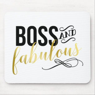 Boss & Fabulous   Gold- und Schwarz-Typografie Mousepad