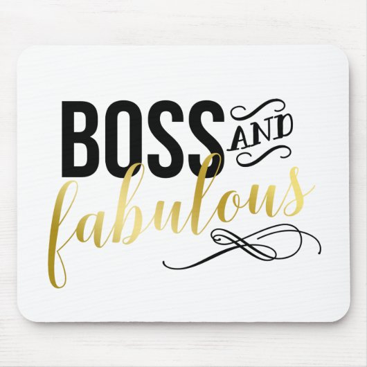 Boss & Fabulous | Gold- und Schwarz-Typografie Mousepad (Vorne)