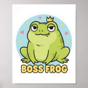 Boss Frosch Poster Süß Selbstbewusster Frosch Moti