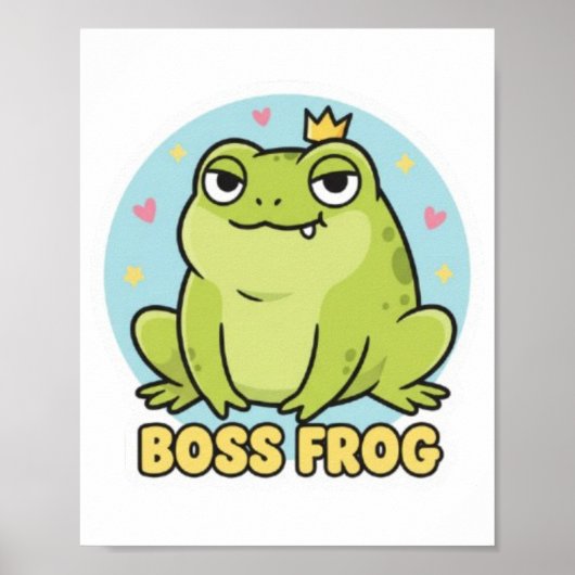 Boss Frosch Poster Süß Selbstbewusster Frosch Moti (Vorne)