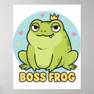 Boss Frosch Poster Süß Selbstbewusster Frosch Moti