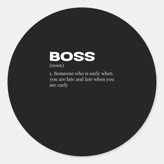 Boss Funny Definition Happy Boss's Day Runder Aufkleber (Vorderseite)