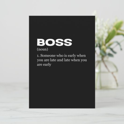 Boss Funny Definition Happy Boss's Day Save The Date (Stehend Vorderseite)
