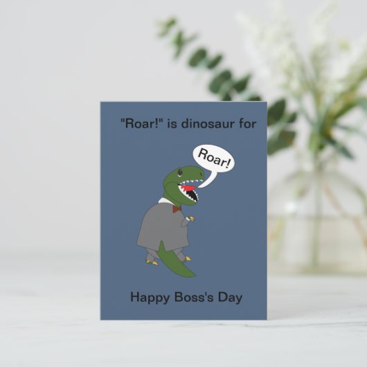 Boss Funny Dinosaur Happy Boss Day Personalize Postkarte (Stehend Vorderseite)