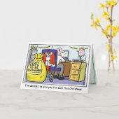 Boss gibt Büromitarbeitern die Sack-Weihnachtskart Karte (Gelbe Blume)