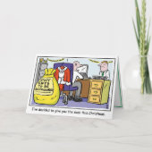 Boss gibt Büromitarbeitern die Sack-Weihnachtskart Karte (Vorderseite)