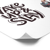 Boss Girl Messy Bun Weckte Up & Slay Motivierend Poster (Ecke)