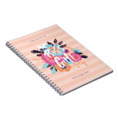 Boss Girl | Trendy Bold Florals & Blush Striping Notizblock (Rechte Seite)