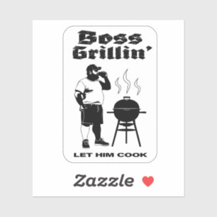 Boss Grillin" (+weißer Hintergrund) Aufkleber