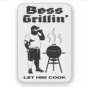 Boss Grillin" (+weißer Hintergrund) Aufkleber (Vorderseite)
