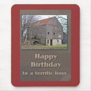 Boss Happy Birthday Old Bank Barn Mousepad