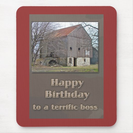 Boss Happy Birthday Old Bank Barn Mousepad (Vorne)