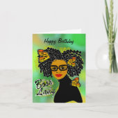 Boss Lady African American Birthday Karte (Vorderseite)