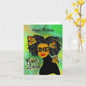 Boss Lady African American Birthday Karte (Gelbe Blume)