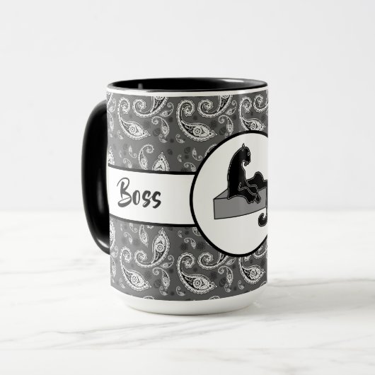 Boss Lady Black Cat Ringer 15oz Tasse (Vorderseite Links)