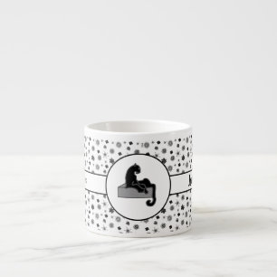 Boss Lady Black Cat und Blume Espressotasse