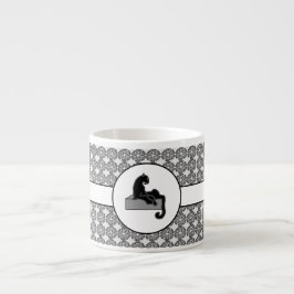 Boss Lady Black Cat und Pattern Blume Espressotasse