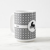 Boss Lady Black Cat und Pattern Blume Kaffeetasse (Vorderseite Links)
