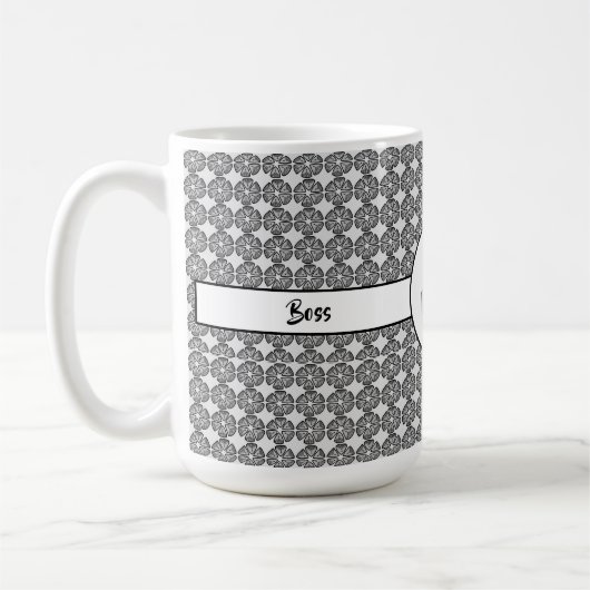 Boss Lady Black Cat und Pattern Blume Kaffeetasse (Links)