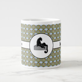Boss Lady Black Cat und Pink Blume Blau Jumbo-Tasse