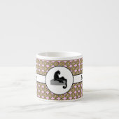 Boss Lady Black Cat und Pink Blume Espressotasse (Vorderseite)