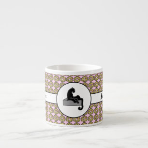 Boss Lady Black Cat und Pink Blume Espressotasse